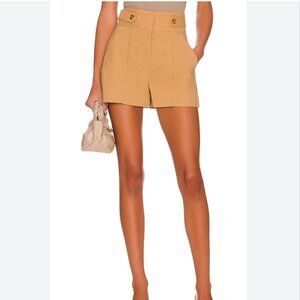 Veronica Beard Betty Woven High Waisted Shorts in Camel 14